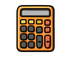 Cute School Calculator Doodle Illustration PNG Transparent Background
