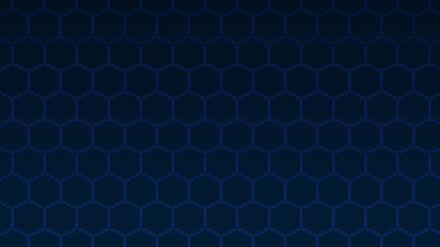 8-bit pixel art light blue hexagon honeycomb cyberpunk digital background. looped animation 4k 30fps