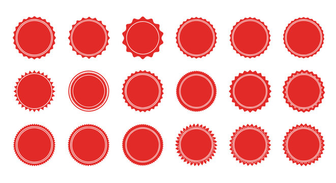 Red seal stickers for certification and approval on white background