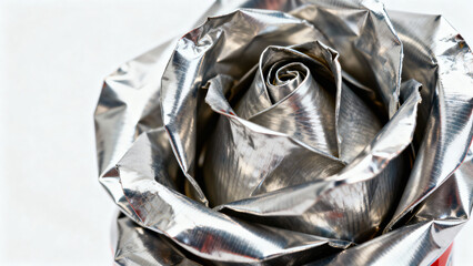 Silver Foil Rose Art Decoration for Unique and Elegant Home or Event Display