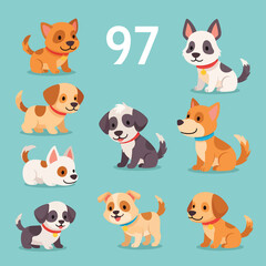 Obraz premium Cute Cartoon Dogs Set