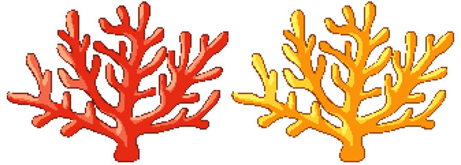Red and Yellow Sea Coral Branch Vector Illustration on White Background © GraphicsRF
