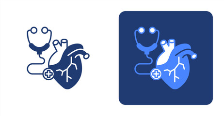 Cardiology icon, with contrast background.