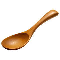 A wooden spoon resting on a plain background with a natural finish