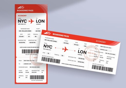 Airline Boarding Pass Template for Travel Agency, Tourism & Destination Wedding Designs with Airplane Theme