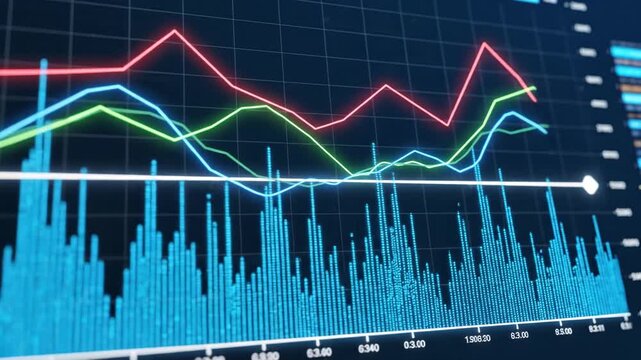 Financial growth chart animation displaying data trend over time