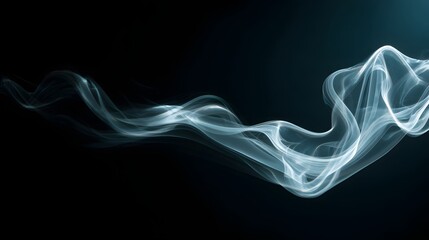 Abstract Smoke Trail Against Dark Background - A Visual Symphony of Light and Shadow.