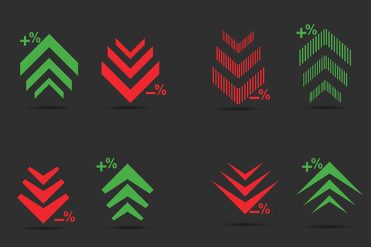 Directional arrow icon set for increase and decrease.