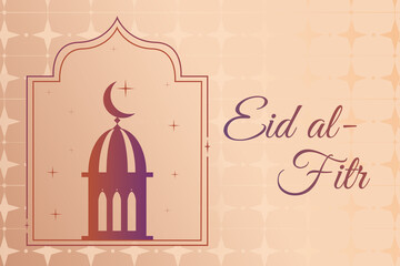 Fototapeta premium Celebration of Eid al-Fitr at the end of Ramadan with mosque silhouette