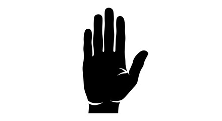 Fototapeta premium A black silhouette of a hand with fingers spread apart, showing a ring on the ring finger.