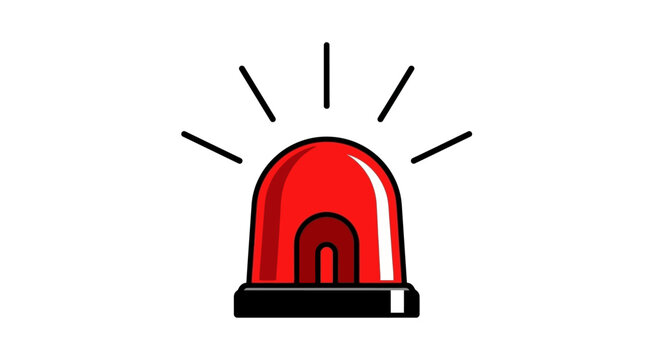 A simple, flat illustration of a red emergency siren light with radiating lines indicating it is active.