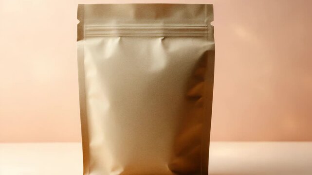 selective focus blank label kraft pouch for product branding