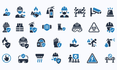 Fototapeta premium Collection of blue and dark blue safety and security