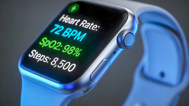 Human health indicators on the screen of a smart watch