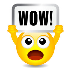 Wow amazed emoji face vector cartoon