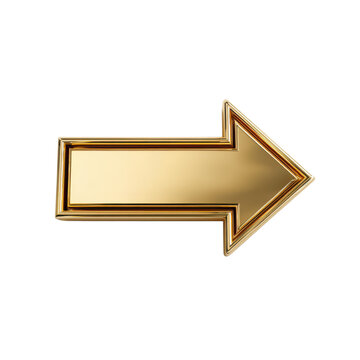 A shiny gold arrow pointing to the right on a black background