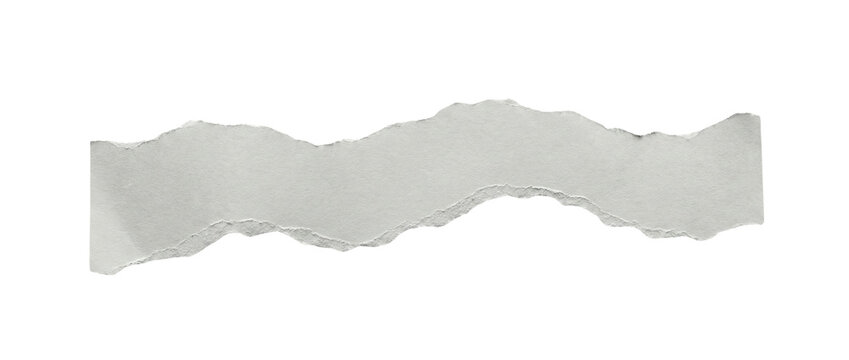 Torn white paper strip with rough ripped edges, matte texture for collage or mockup, Isolated on transparent background, png
