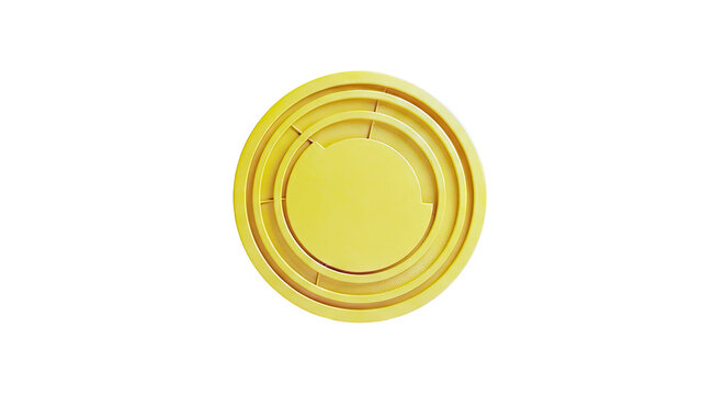 Yellow concentric circles with textured details on a white background