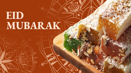 Fototapeta premium Celebrating Eid with sweets and greetings in a festive setting