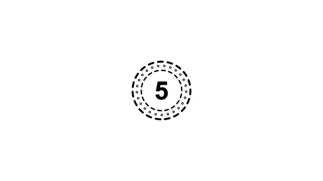 Ten seconds timer on white background, 10 second countdown timer with doth circle animation for start and end time alert. Ten to zero count concept.