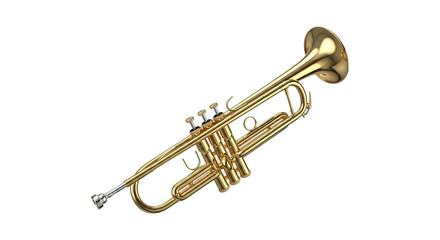 Obraz premium A polished brass trumpet with three valves and a sleek design against a plain background isolated on transparent background