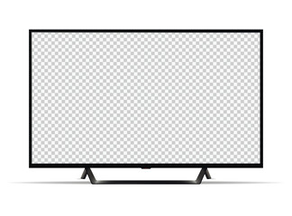 Realistic tv with stand. Modern flat screen television with blank empty screen