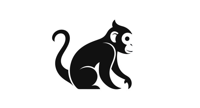 Black monkey silhouette on white