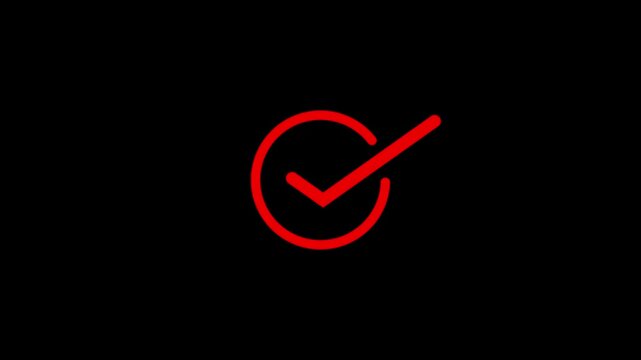 Check mark animation. check mark animation motion. Animated tick mark icon with circle loading animated on a black background approved 4k video