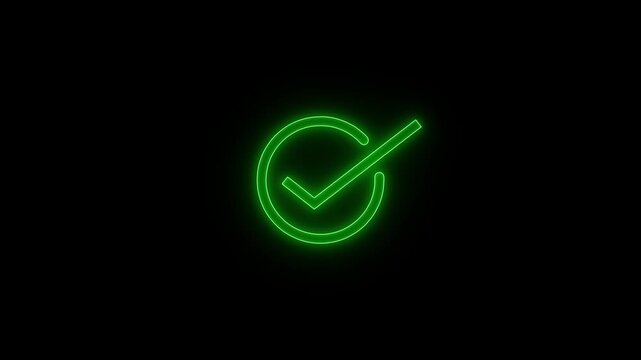 Glowing Neon Checkmark Symbol Animation, Security Checkmark Icon
