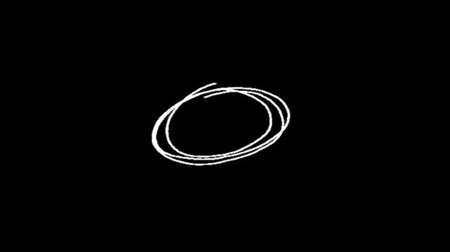Hand-drawn animated circles highlighting focus.