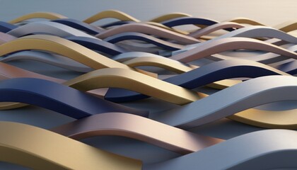 Interwoven Geometric Ribbon Waves Abstract