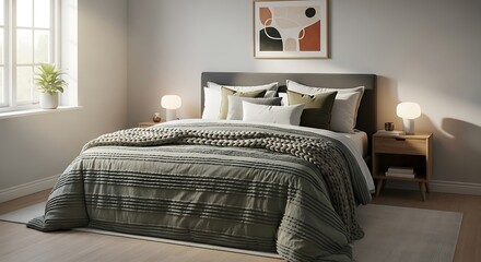 Cozy Bedroom Interior with Natural Light and Modern Decor.