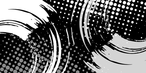 Black and yellow abstract background with halftone dot style. simple art frame old simple