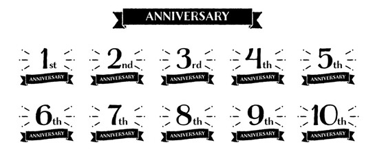 Obraz premium 手書き風 周年アイコン セット ベクター