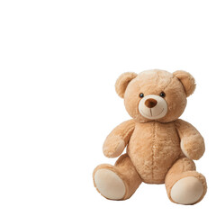 Obraz premium Light brown teddy bear sitting upright stuffed animal isolated on a transparent background