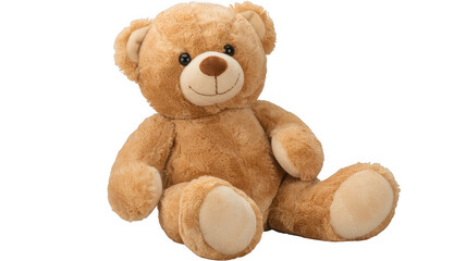 Fototapeta premium Light Brown Teddy Bear Sitting with Legs Crossed legs isolated on a transparent background