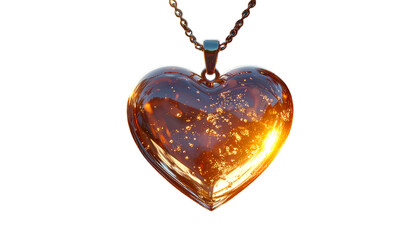 Golden Heart Shaped Pendant Necklace Jewelry.