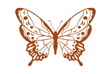 Mystic and celestial clipart brown outline butterfly illustration