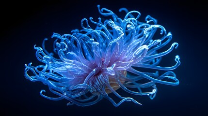 Intricate underwater bloom - A mesmerizing display of aquatic life in the deep ocean.