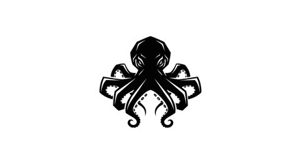 Black octopus illustration on white background © Verdik