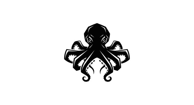 Black octopus illustration on white background