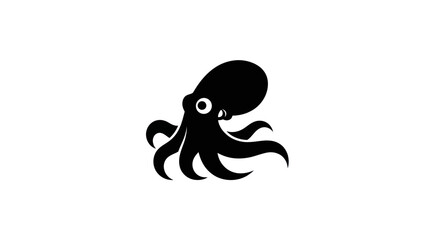 Black octopus silhouette on white background © Verdik