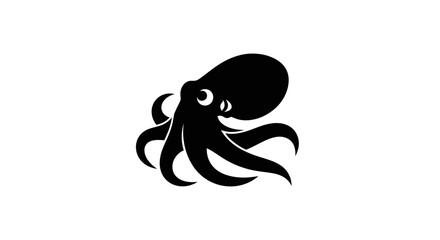 Black octopus silhouette on white background © Verdik