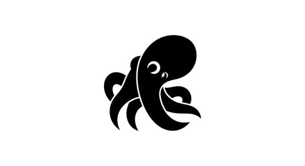 Black octopus silhouette on white background © Verdik
