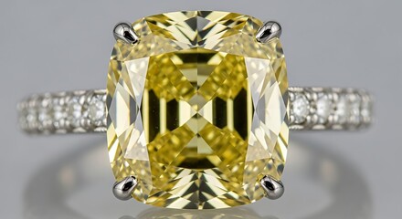 Exquisite Yellow Diamond Ring with Pave Band - A Symbol of Luxury.