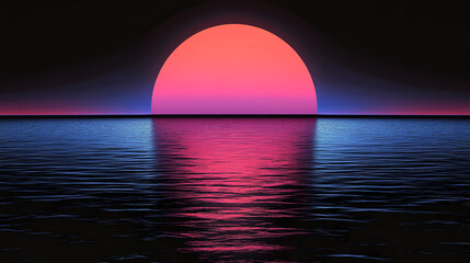 Retro sunset over water expanse