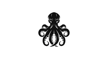 Black octopus silhouette on white background © Verdik