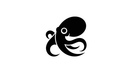 Black octopus silhouette on white background © Verdik