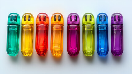 Spectrum of transparent colorful USB flash drives