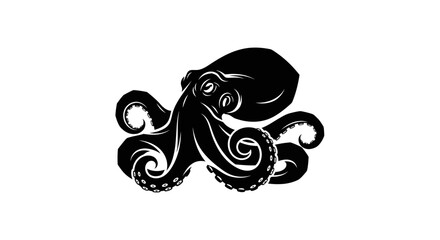 Black octopus silhouette on white background © Verdik